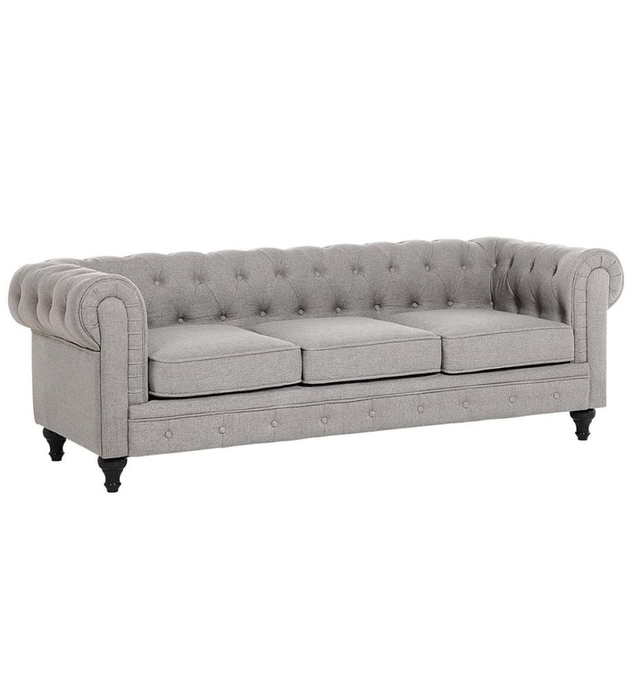 Divano 3 posti CHESTERFIELD Tessuto Grigio chiaro