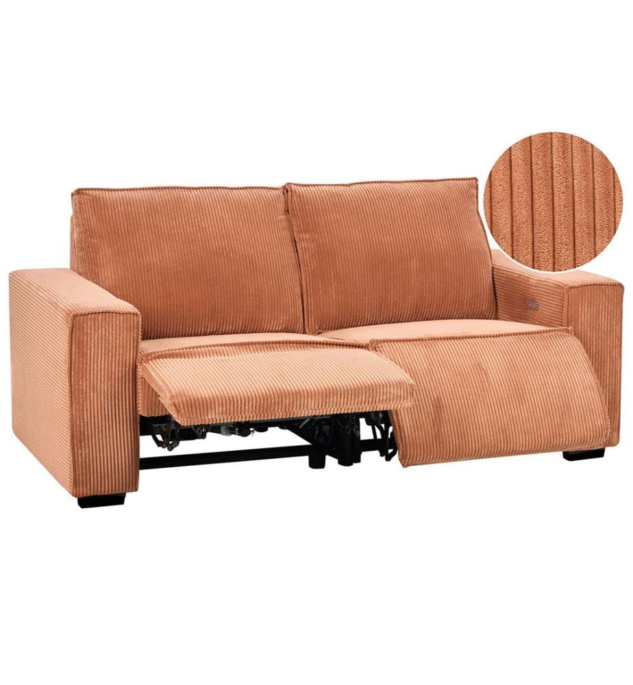 Sofa elektrisch verstellbar 2-Sitzer NUKARI Cord Orange