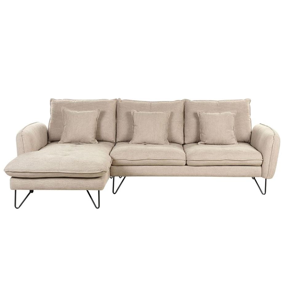 Canapé d'angle 3 places SERSAN Tissu chenille Beige Côté droit