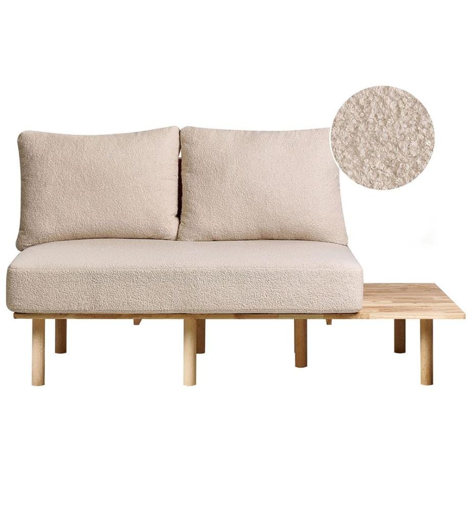 Sofa 2-Sitzer SALO Bouclé Beige mit Tischen