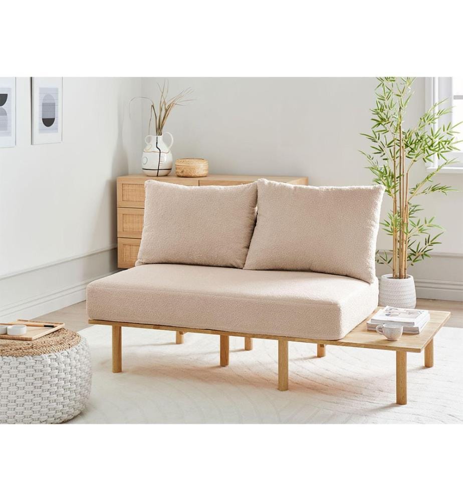 Sofa 2-Sitzer SALO Bouclé Beige mit Tischen