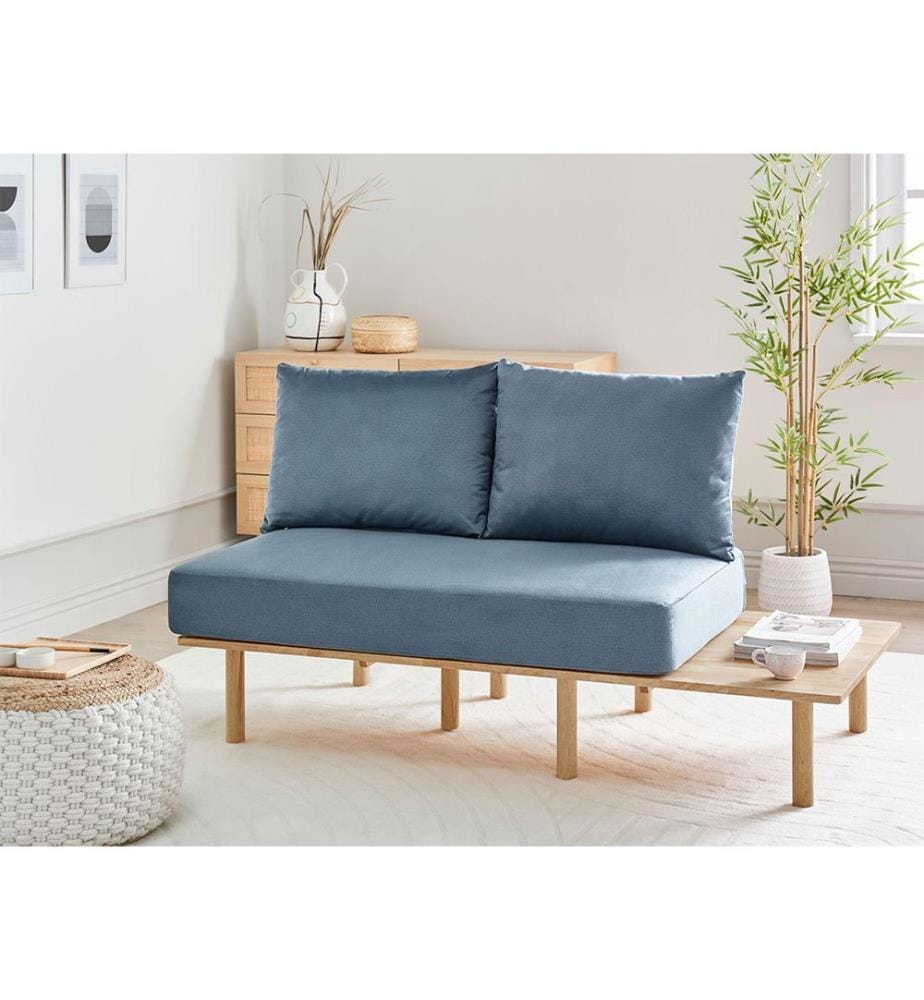 Sofa 2-Sitzer SALO Stoff Blau mit Tischen