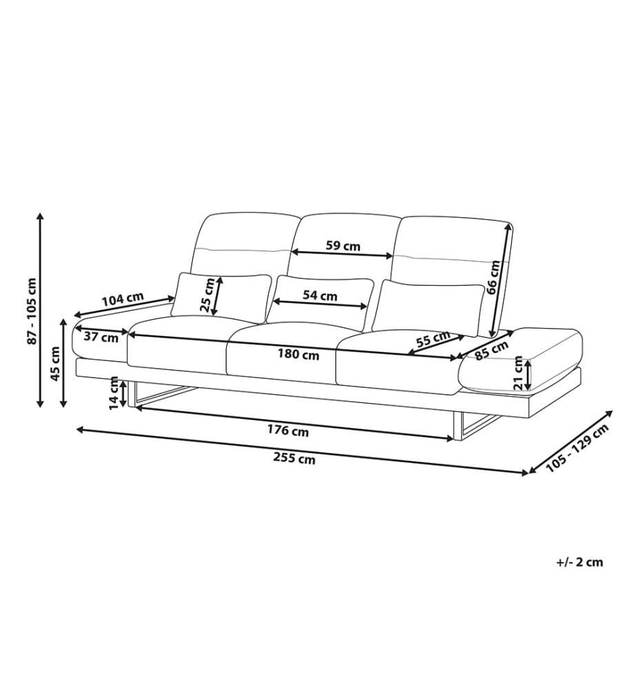 Sofa 3-Sitzer IKAST Stoff Cremeweiss