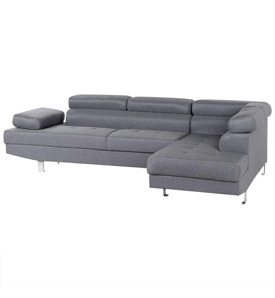 Canapé d'angle 5 places NORREA Tissu Gris Côté gauche