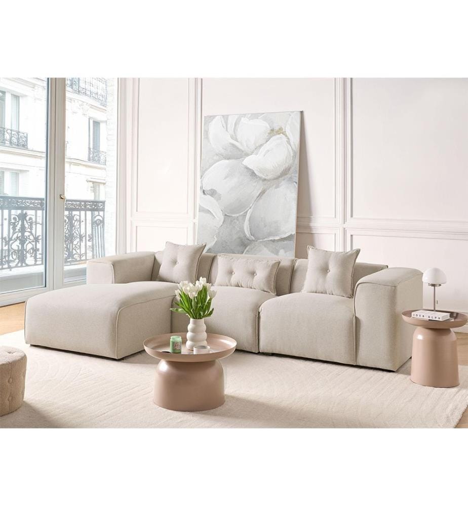 Canapé d'angle 3 places DOLVA Tissu Beige clair Côté droit