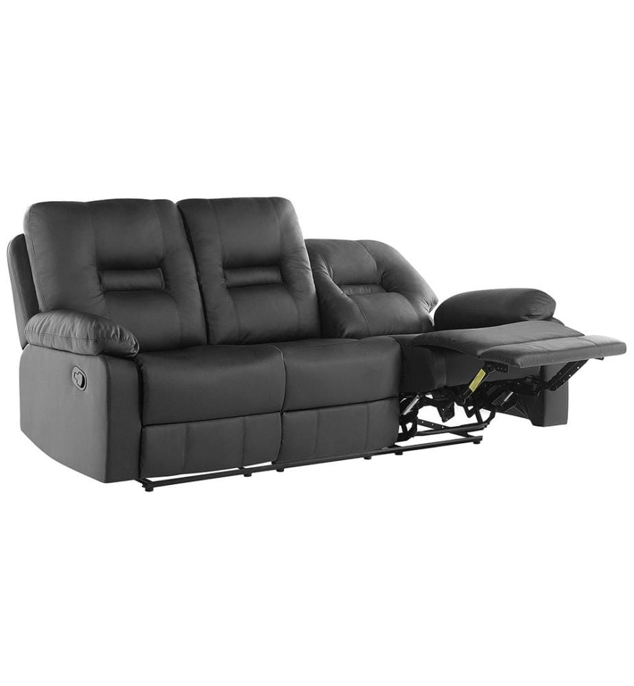 Sofa manuell verstellbar 3-Sitzer BERGEN Kunstleder Schwarz