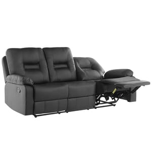 Sofa manuell verstellbar 3-Sitzer BERGEN Kunstleder Schwarz