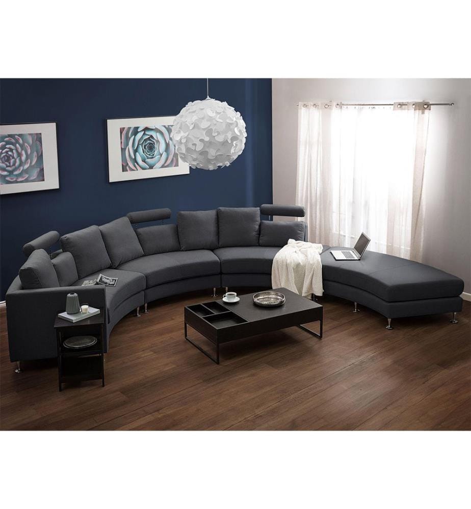 Curved Sofa 7 Seater ROTUNDE Fabric Dark Grey