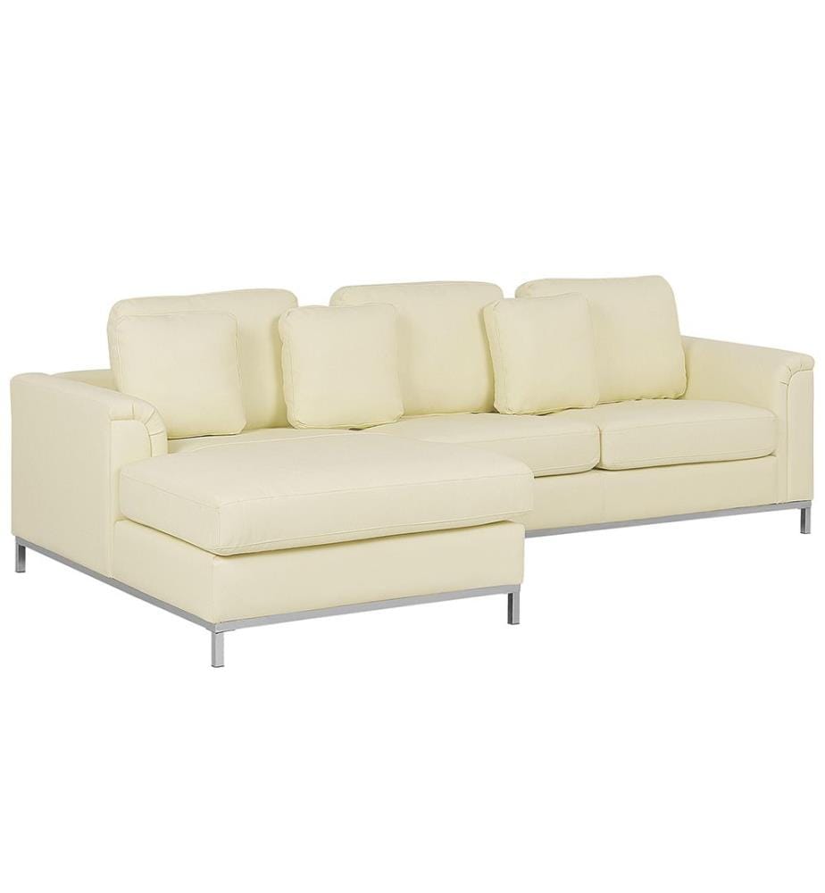 Divano angolare 4 posti OSLO Pelle naturale Beige chiaro Lato destro