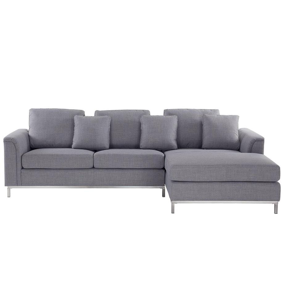Canapé d'angle 4 places OSLO Tissu Gris clair Côté gauche
