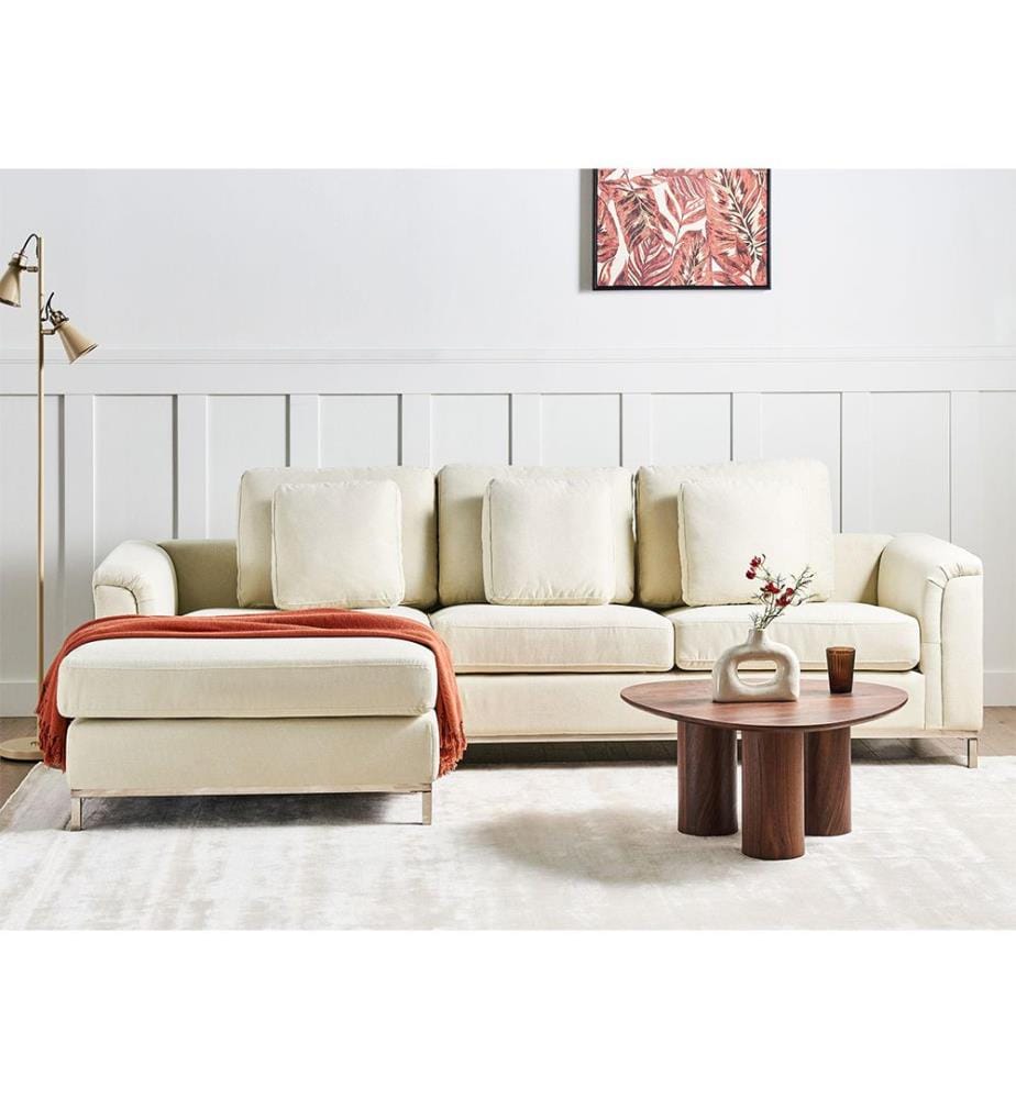 Ecksofa 4-Sitzer OSLO Stoff Beige rechtsseitig