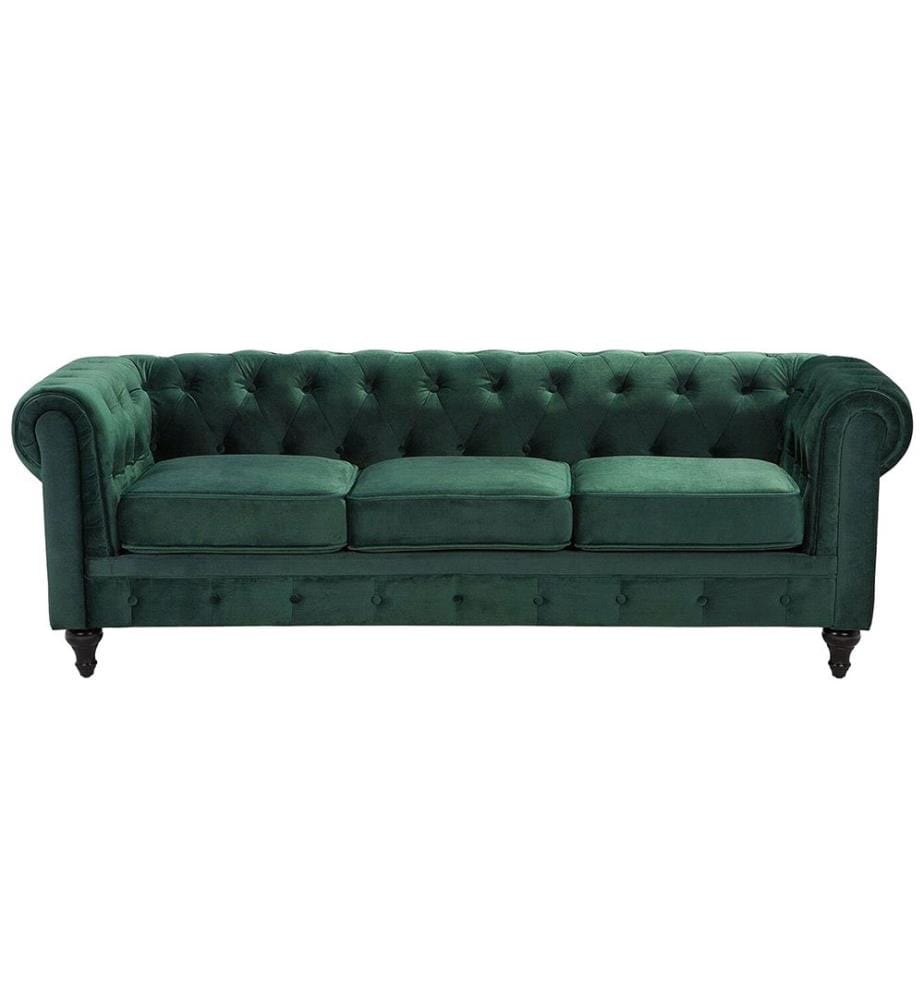 Sofa 3-Sitzer CHESTERFIELD Samtstoff Smaragdgrün