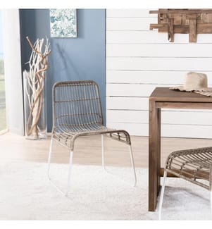 Lot de 2 Chaises Balla - Beige Clair et Blanc