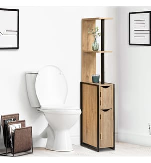 Meuble WC avec Étagères + Portes Timéo - 18 x 30 x 119 cm - Naturel