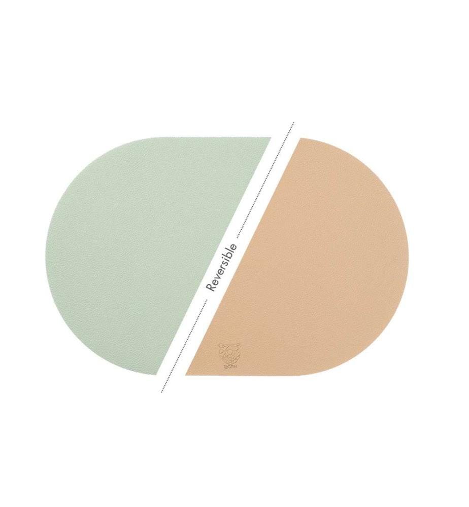 Lot de 6 Sets de table réversibles ovales - rose et vert