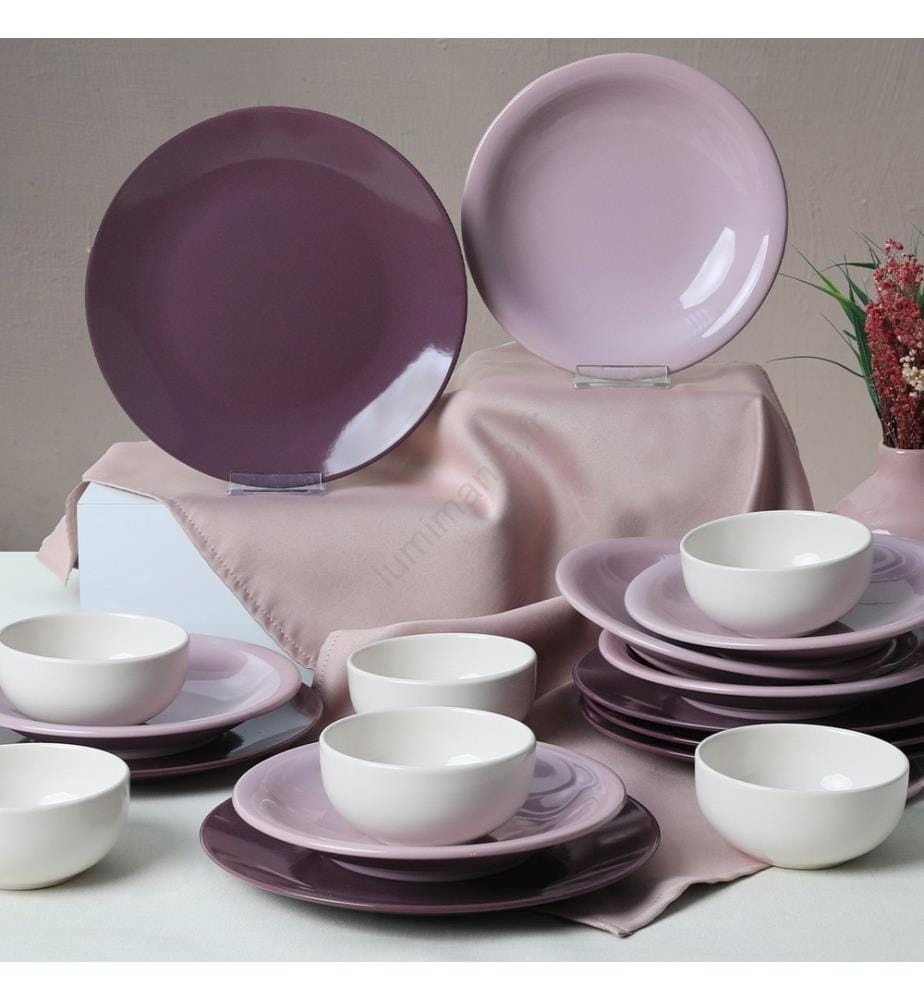 Servizio da tavola RolyefliLux (24 pezzi) - Bianco e viola