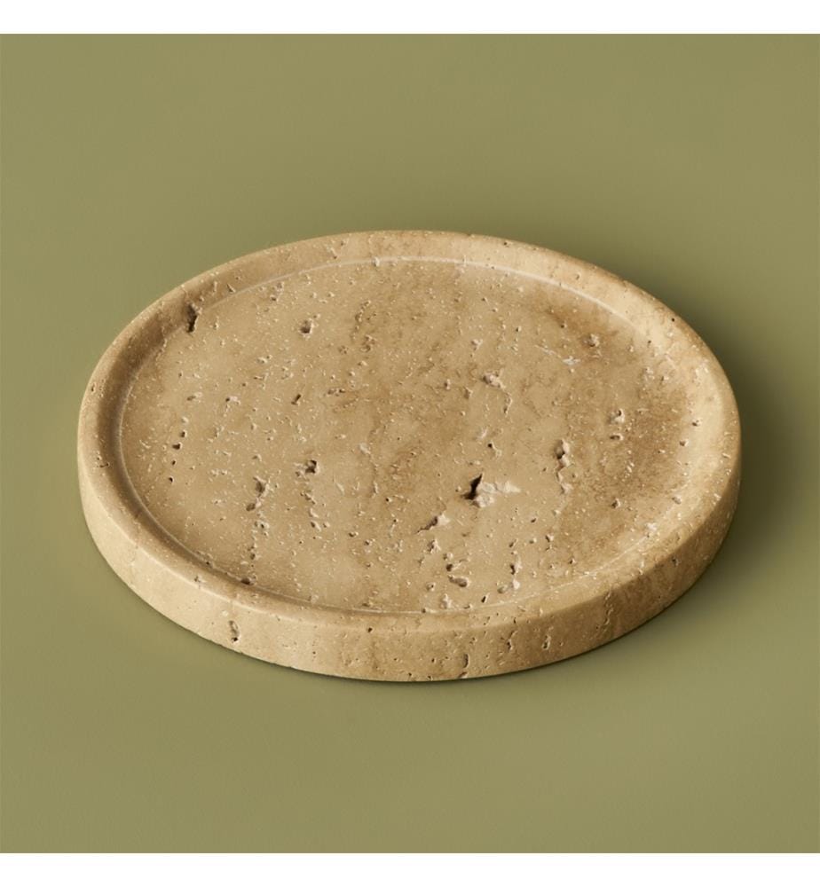Runder dekorativer Teller aus Travertin Ephesus 20x4 cm - Natural