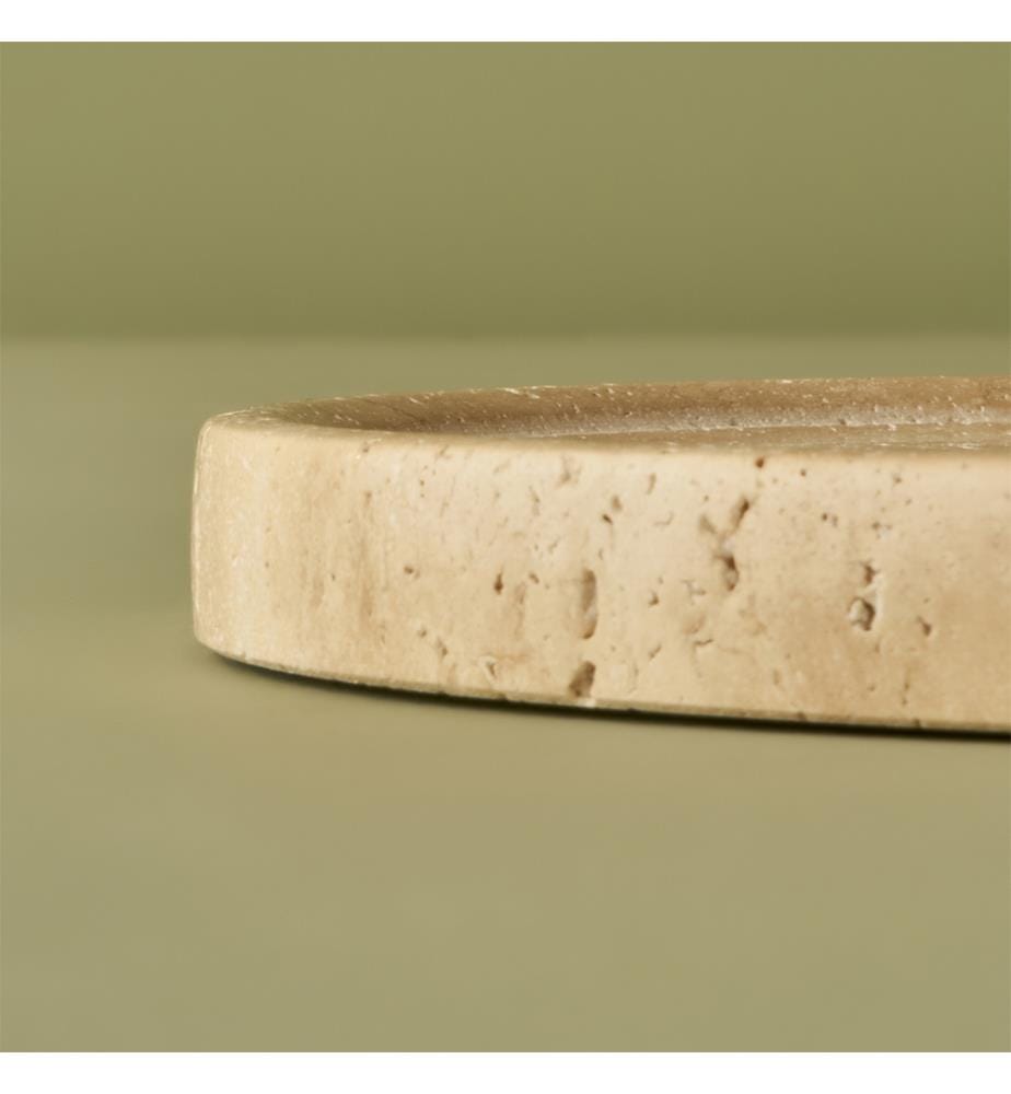Runder dekorativer Teller aus Travertin Ephesus 20x4 cm - Natural