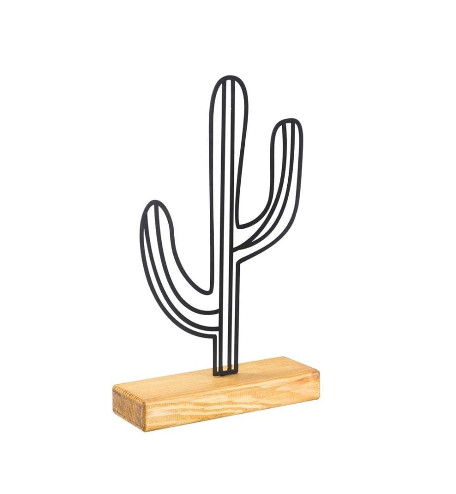 Objet décoratif, noir, métal, base en bois