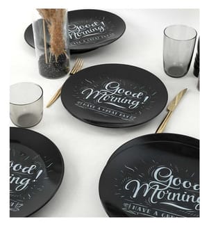 Service Plate Set, 6 Pieces, Black, Ceramic, Does Not Absorb Water