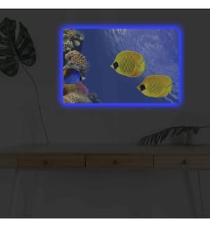 Tableau décoratif lumineux LED sur toile, multicolore, toile suédée