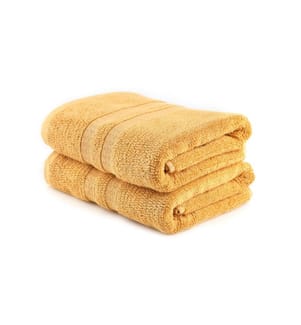 Hand Towel Set, 2 Pieces, Mustard, 60% Bamboo 40% Cotton