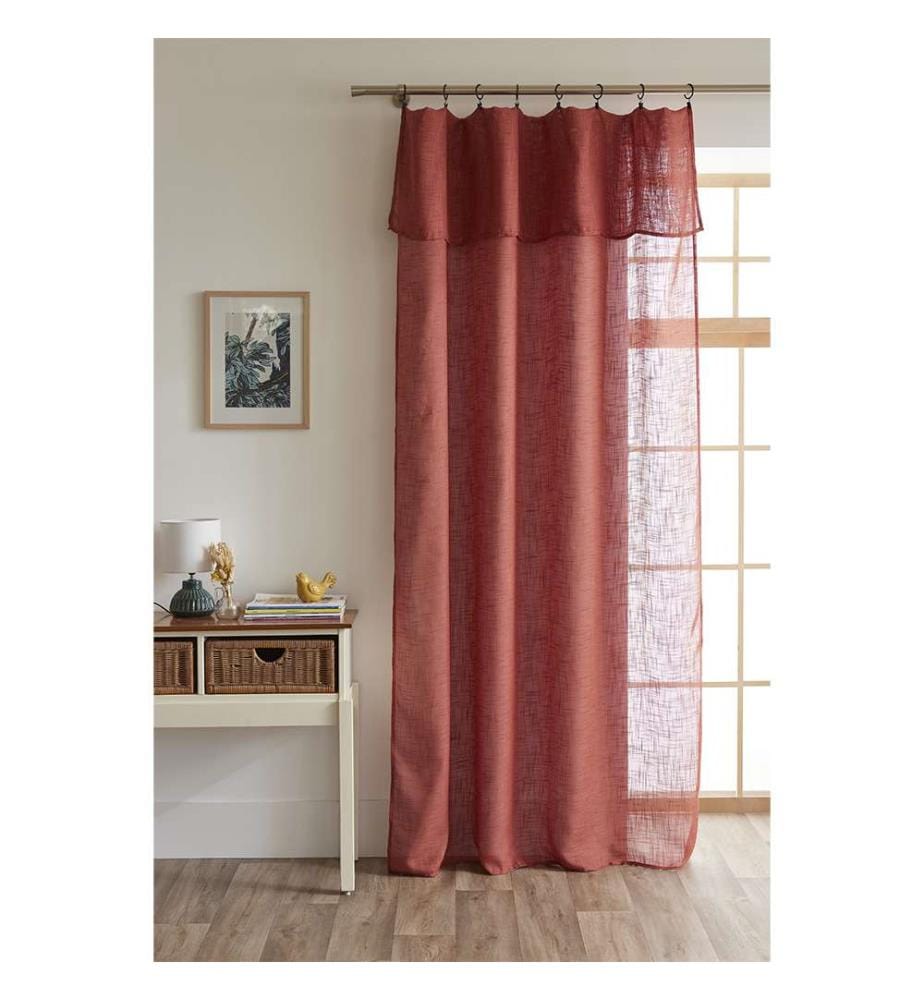 Adjustable Curtain + 8 Clip Rings 140 x 270 cm - Terracotta