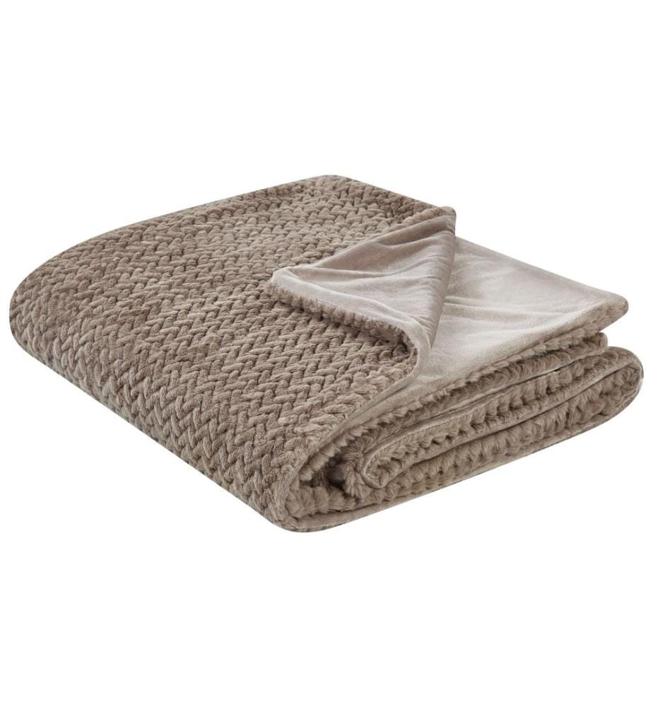 Tagesdecke SURMI Webpelz 200 x 220 cm Hellbraun