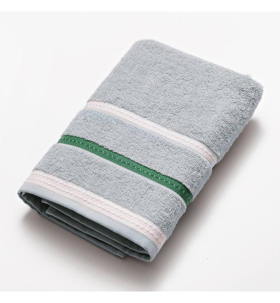 Serviette 50x90cm 450Gms 100% coton Gris avec rayures neutres Benetton