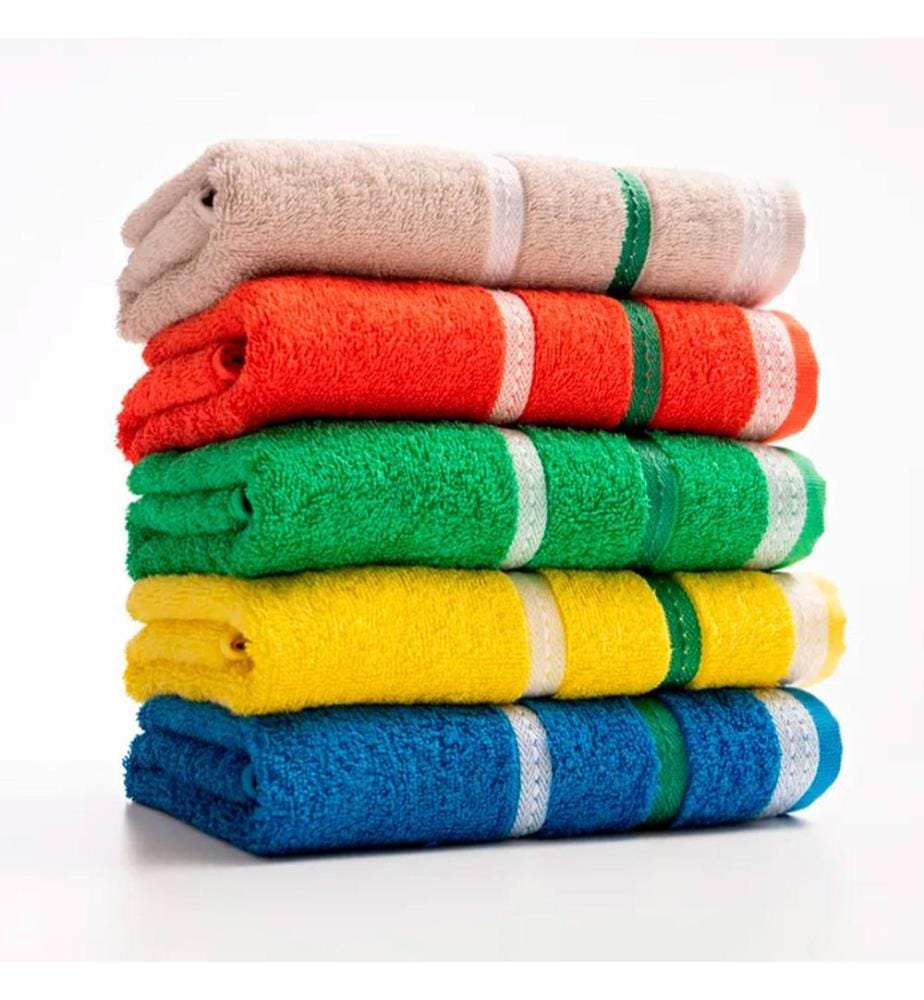 Serviette 50x90cm 450Gms 100% coton Gris avec rayures neutres Benetton