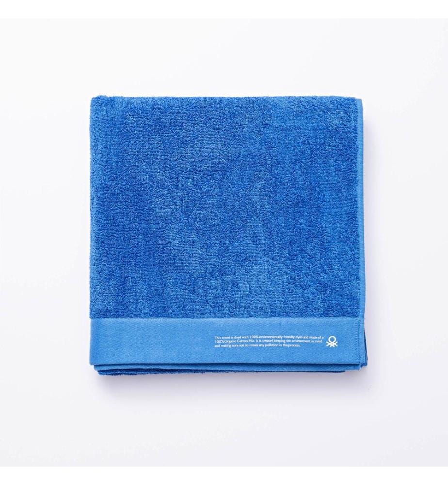 Lot de 3 serviettes (90x150cm + 50x90cm + 70x140cm) en coton bio 450Gsm, Benetton Blue