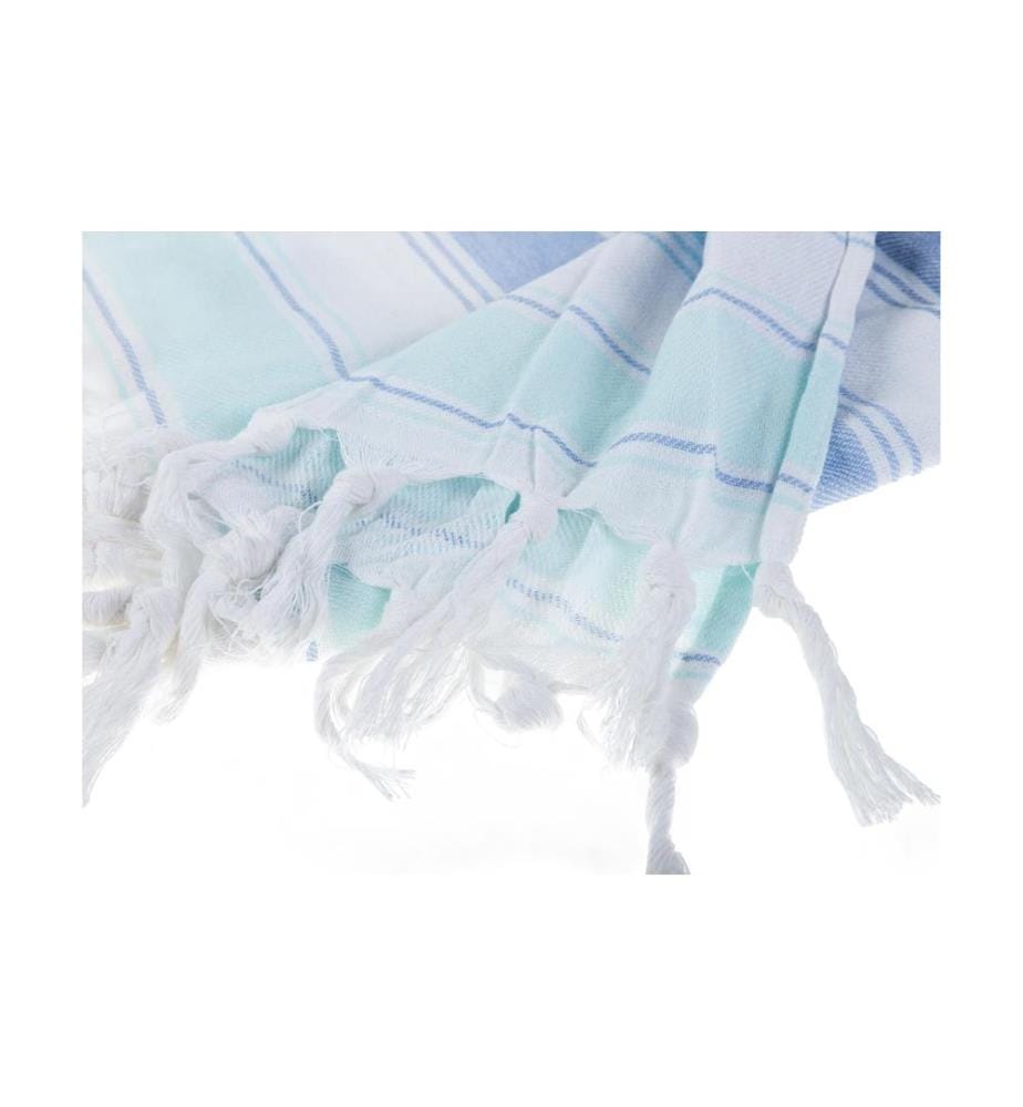 Serviette de plage 90 x 180 cm, bleu/blanc