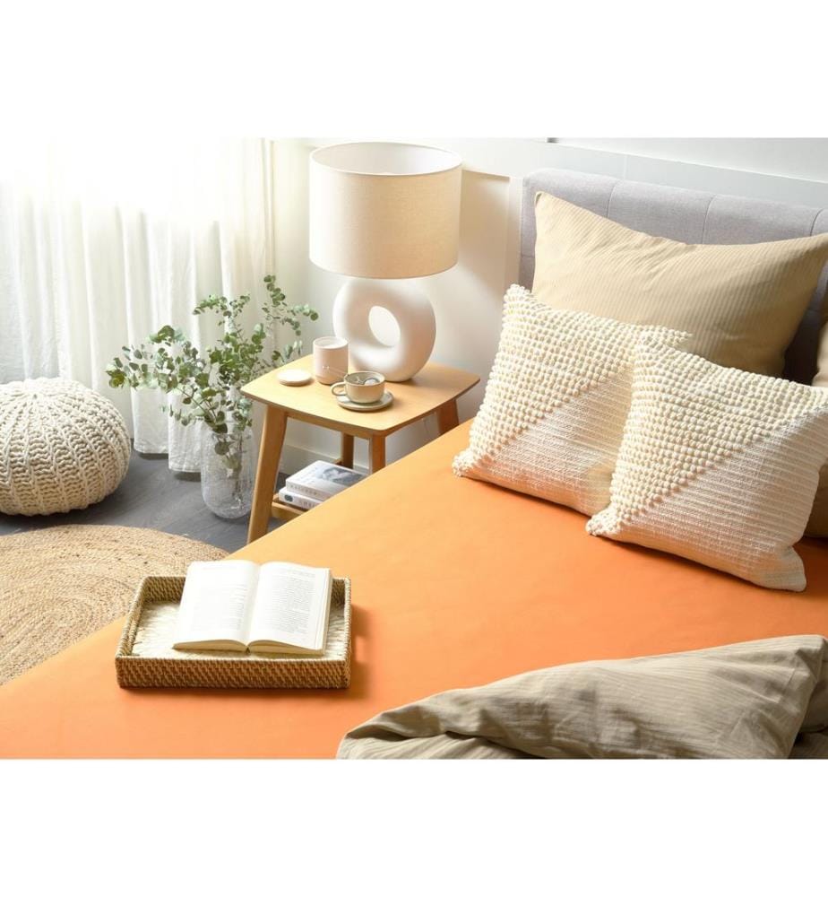Drap housse JANBU Coton 160 x 200 cm Orange
