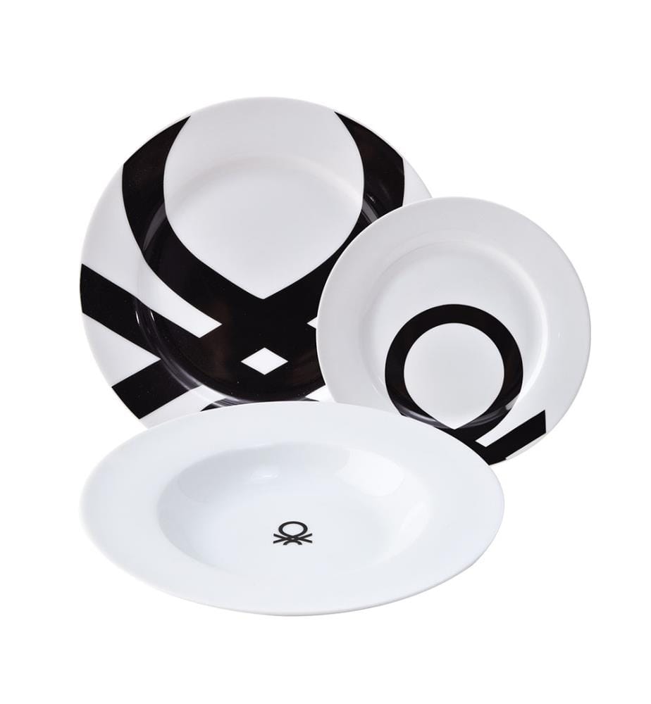 18 Piece Porcelain Dinner Service - Black
