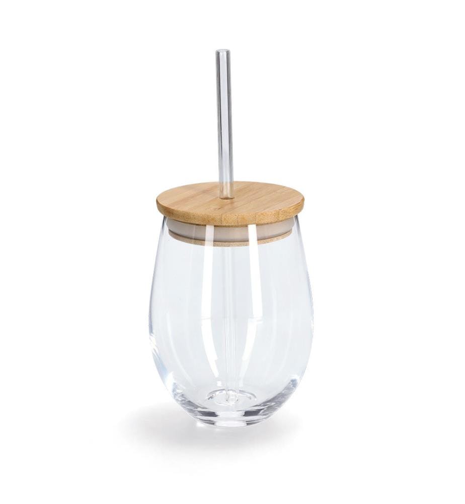 Trinkglas M. Bambusdeckel Und Glasstroh - Transparent