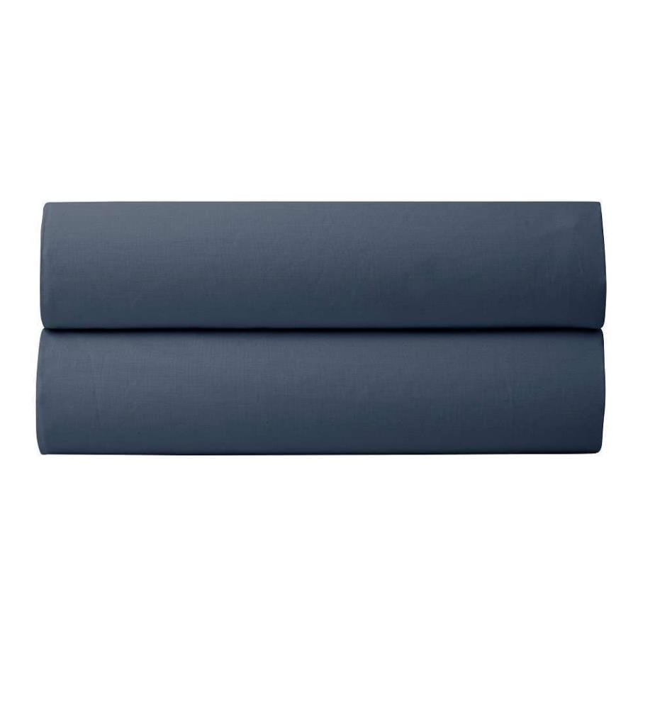 Percale Fitted Sheet 160 x 200 cm - Bleu Encre
