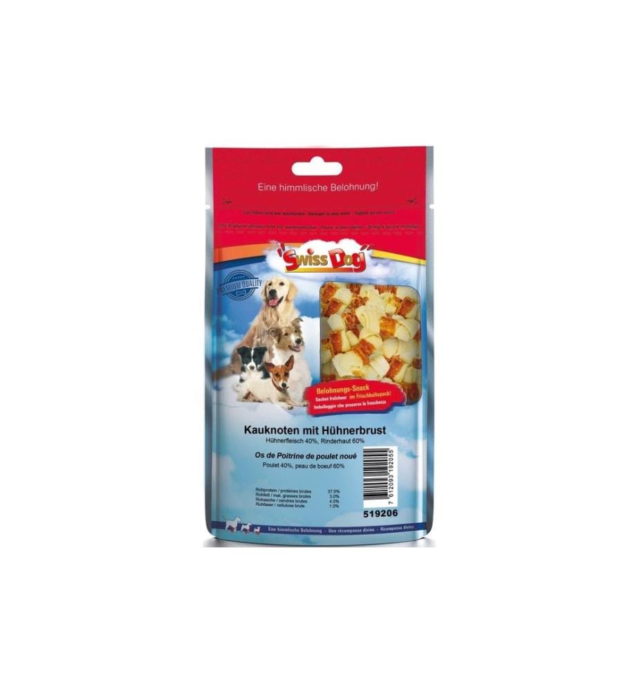 SWISSDOG - Produit à mâcher  Os noué avec du blanc de poulet, 400 g