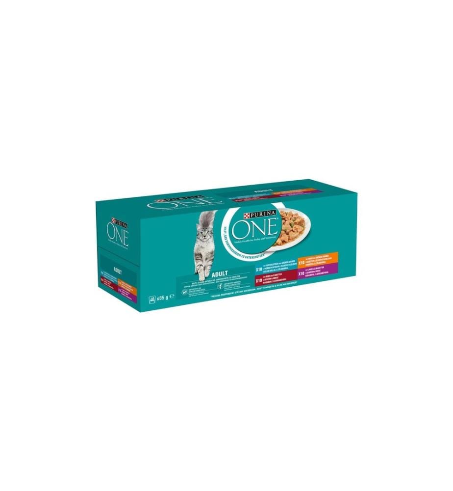 PURINA ONE - Nassfutter Adult Huhn, Hochseefisch, Rind & Lamm, 40 x 85 g