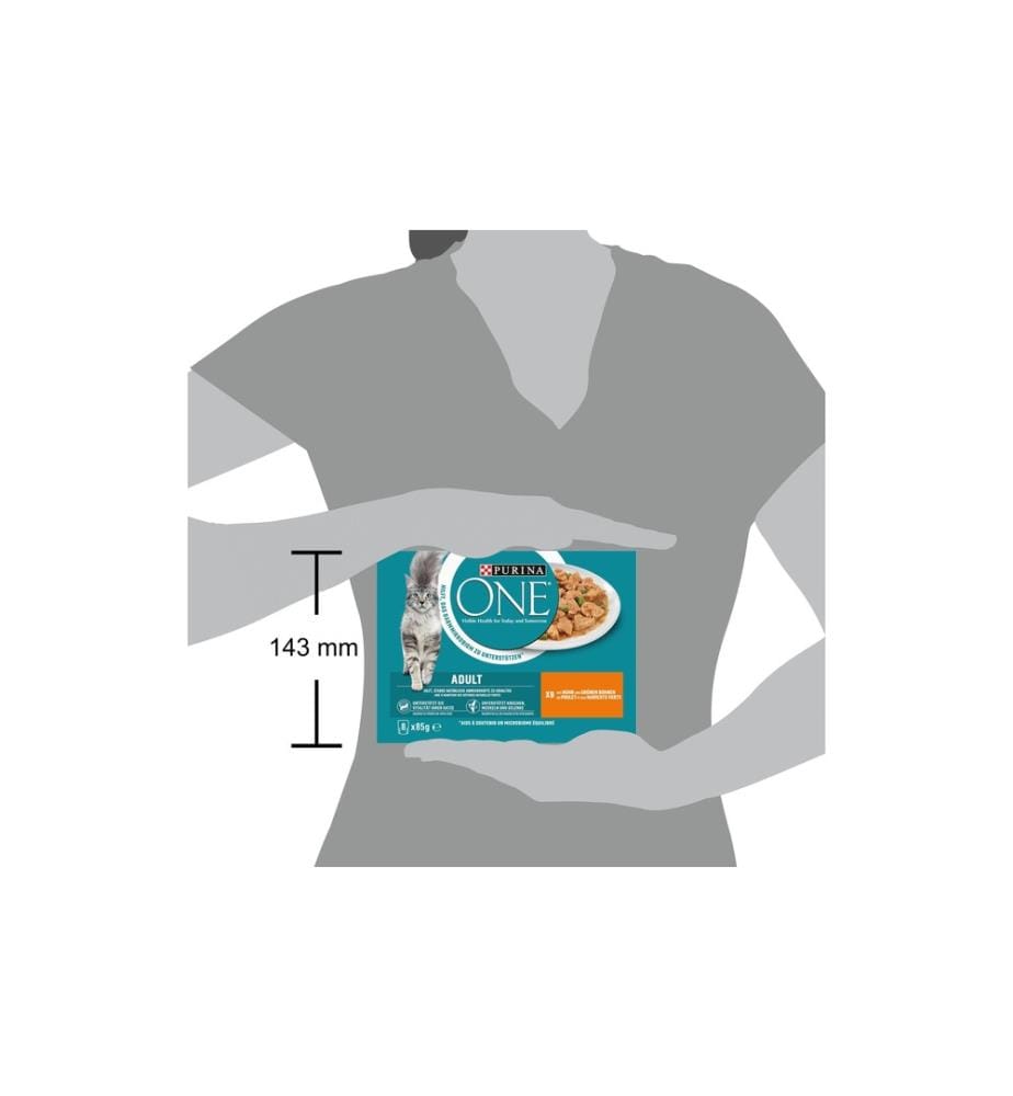PURINA ONE - Nassfutter ADULT in Sauce Huhn/Bohnen, 8 x 85g