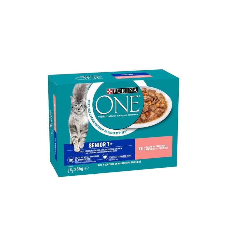 PURINA ONE - Nassfutter SENIOR 7+ in Sosse Lachs/Karotten,8 x 85g