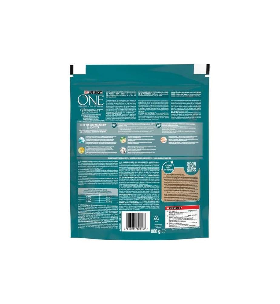 PURINA ONE - Alimentation sèche Adulte Poulet et farine complète, 800 g