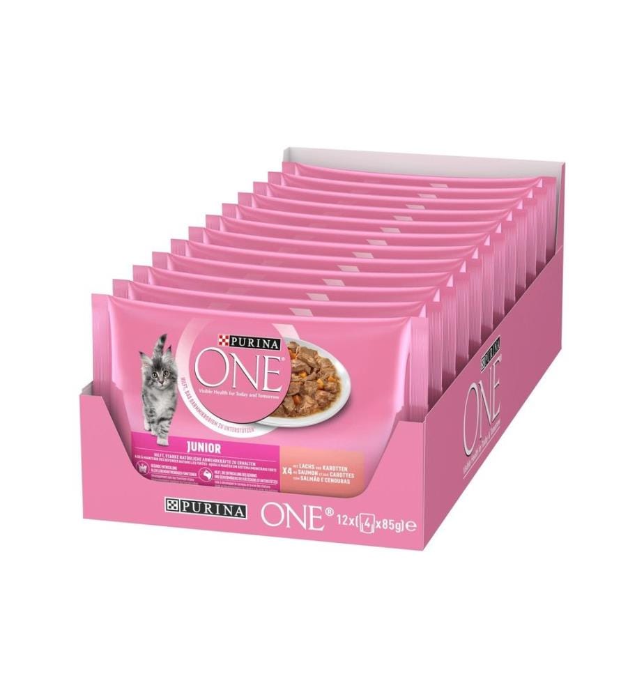 PURINA ONE - Nassfutter Junior Lachs, 4 x 85 g