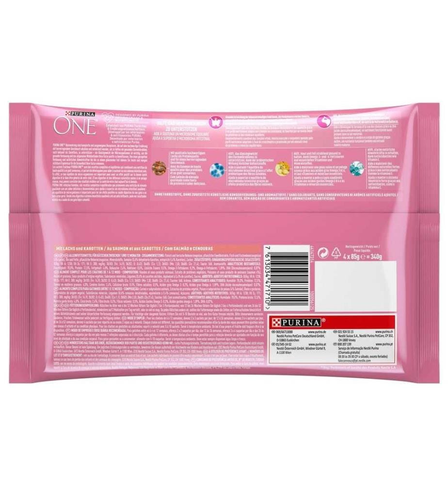 PURINA ONE - Nassfutter Junior Lachs, 4 x 85 g