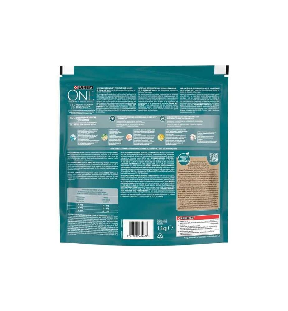 PURINA ONE - Alimentation sèche Adulte Poulet et farine complète, 1.5 kg