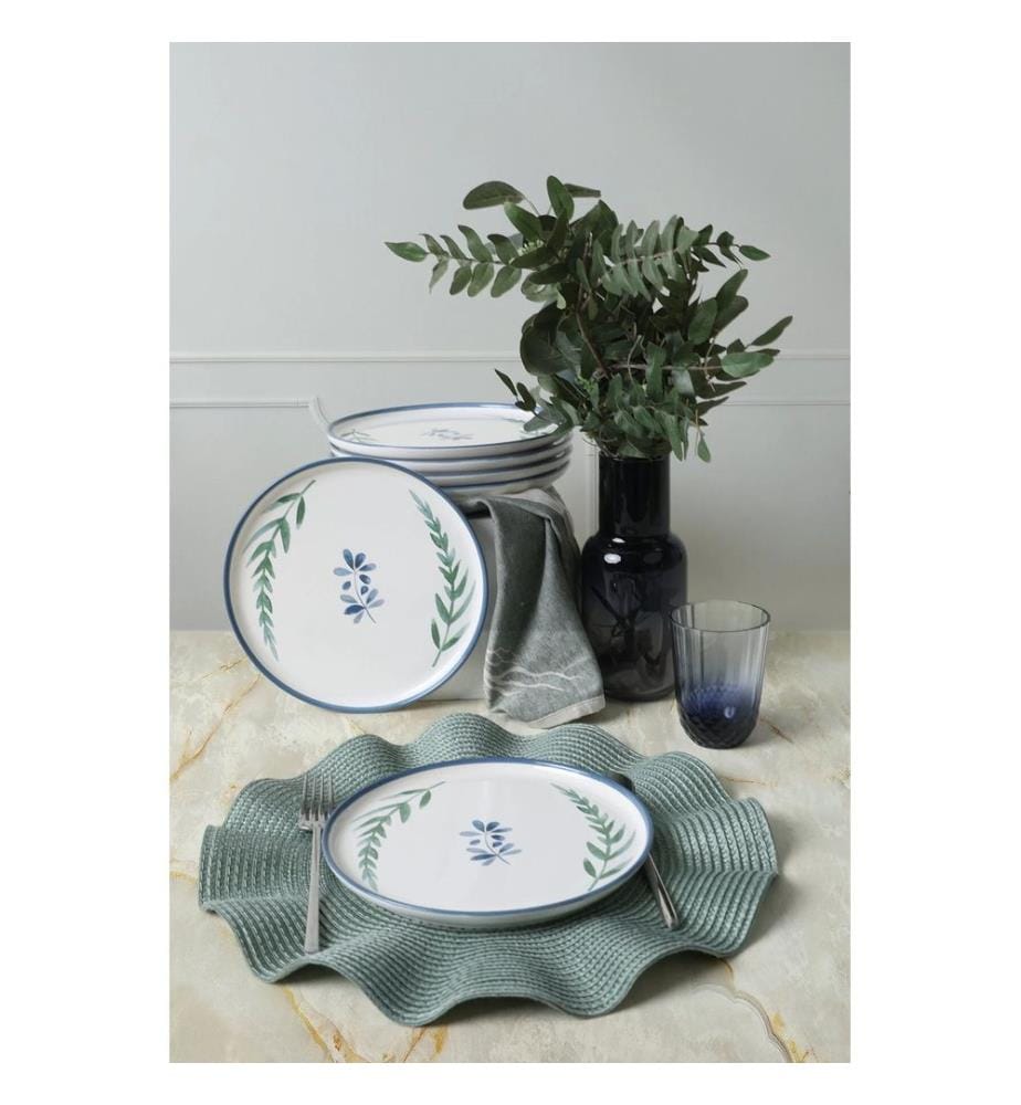 Cake Serving Set 6 Pieces - White and Blue and Green