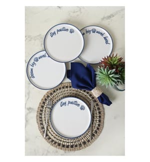 Service à gâteaux 4 pièces - blanc et bleu