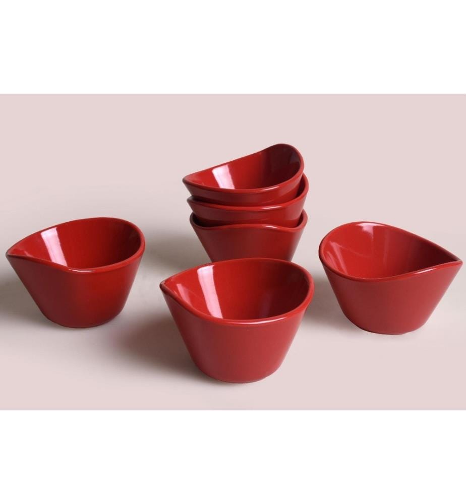 Ceramic Bowl Set 6 Pieces - Red