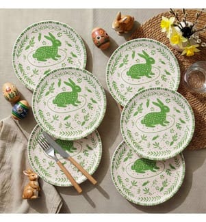 Set d'assiettes de service 6 pièces - Vert et blanc