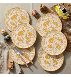 Set d'assiettes à dessert 6 pièces - Orange et blanc