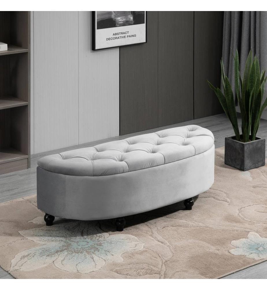 Banquette Banc de lit Banc de chambre à coucher avec espace de rangement Gris